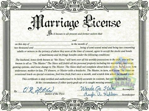 Fake Marriage License Template Transborder Media