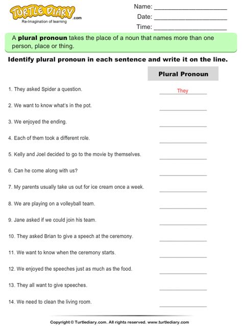 Singular And Plural Pronoun Worksheets Hot Sex Picture