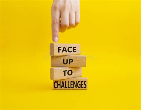 Face Up To Challenges Symbol Wooden Blocks With Words Face Up To