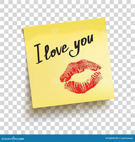Yellow Sticky Note With Text I Love You Vector Stock Vector