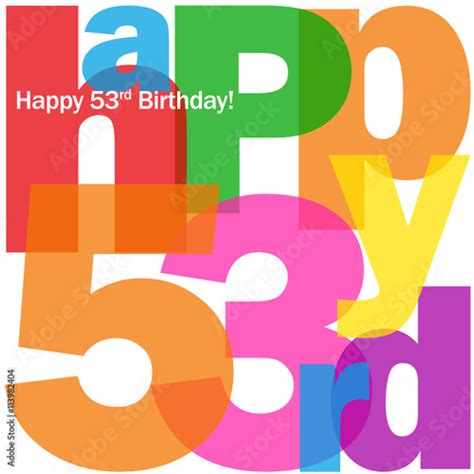 Happy 53rd Birthday Vector Card Stock Vector Adobe Stock
