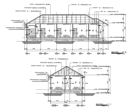 One Story House Cut Constructive Section Cad Drawing Details Dwg File