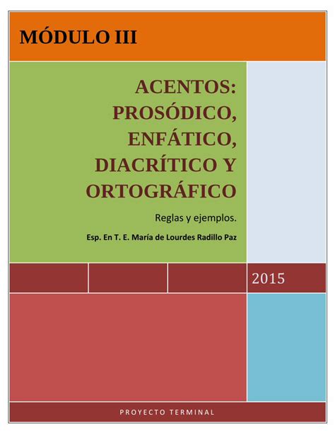 PDF Módulo III Acento prosódico diacrítico enfático ortográfico
