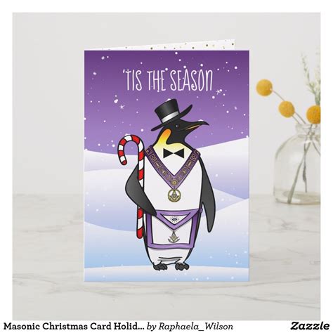 Masonic Christmas Card Holiday Penguin Grand Lodge Zazzle Holiday