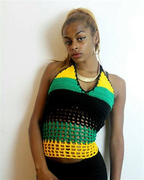 Jamaican Handmade Halter Top With Mesh Pattern 100 Soft Acrylic