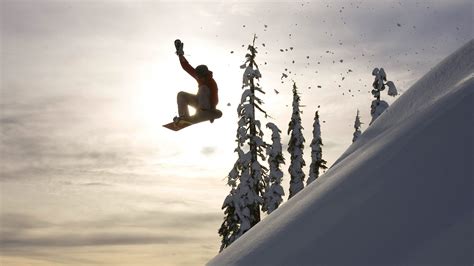 Download Wallpaper 1920x1080 Snowboard Jump Descent Evening Full Hd