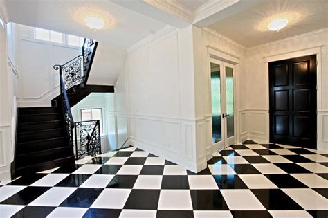 Your selection of design is entirely your own, but consider how the design will fit in with the rest of the room. Black and White Floor Tile - Contemporary - Entry - denver ...