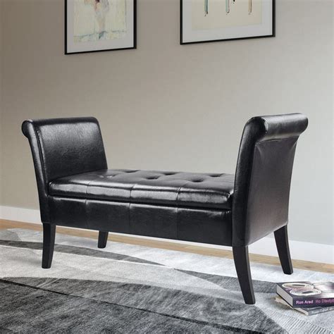 Steps to hack a dining bench with storage. CorLiving Antonio Bench with Rolled Arms - Black | www ...