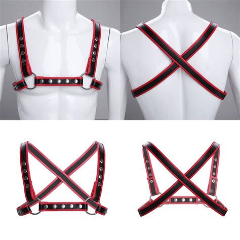 Iefiel Sexy Men Lingerie Faux Leather Adjustable Body Chest Harness
