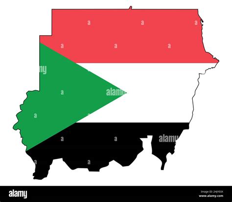 Republic Of The Sudan Map With Flag Outline Of A State With A