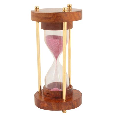 3 Minutes Sand Timer Hourglass Wooden Handicraft With Brass Rods Sand