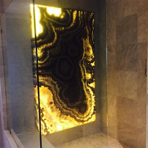 Onyx Stone With Lights Installed Behind The Slab Wall Lights Lights