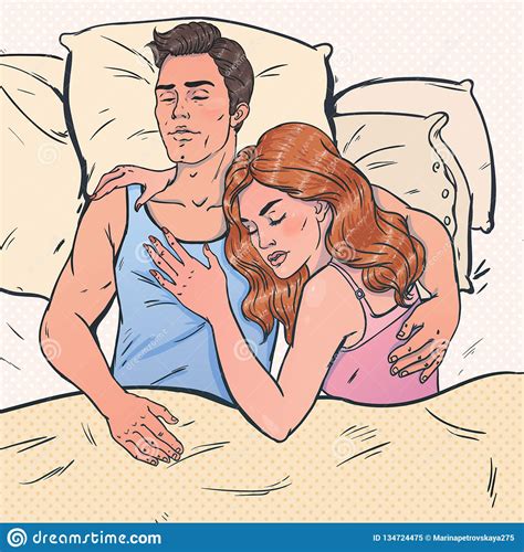 Young Woman And Man Sleeping Together Couple Sleeping In Bed And