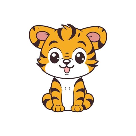 Premium Vector Cute Baby Tiger Cartoon Flat Cute Tiger Cartoon Animal