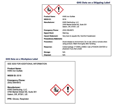 Free Printable Osha Secondary Container Label Template Federal