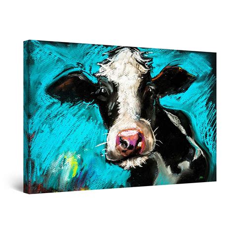 Startonight Canvas Wall Art Cute Cow Animals Painting Large Framed 32