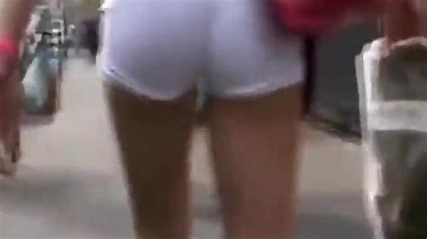 Sexy Shorts Tucked Far Up Her Butt Crack