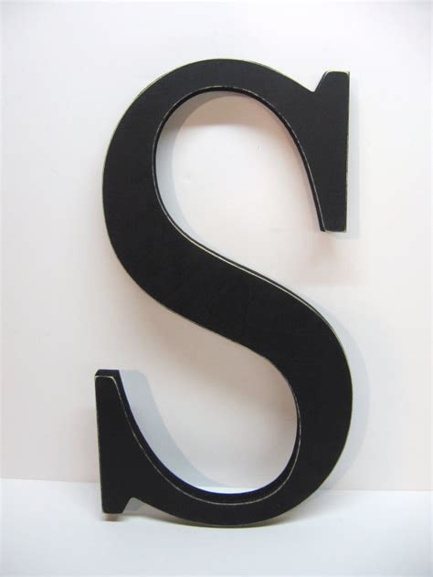 Wooden letters home on green grass background. Black Letter S Graphic Wall Decor 15 inches by ...