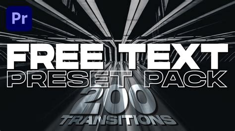 FREE TEXT Preset Pack 200 Transitions Premiere Pro YouTube