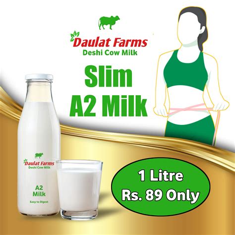 Daulat Farms Slim A2 Milk Pasteurized 1 Litre Daulat Farms