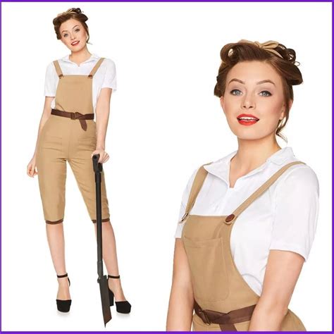 Easy To Clean Karnival Adult Ladies 1940s Land Girl Costume In Sale