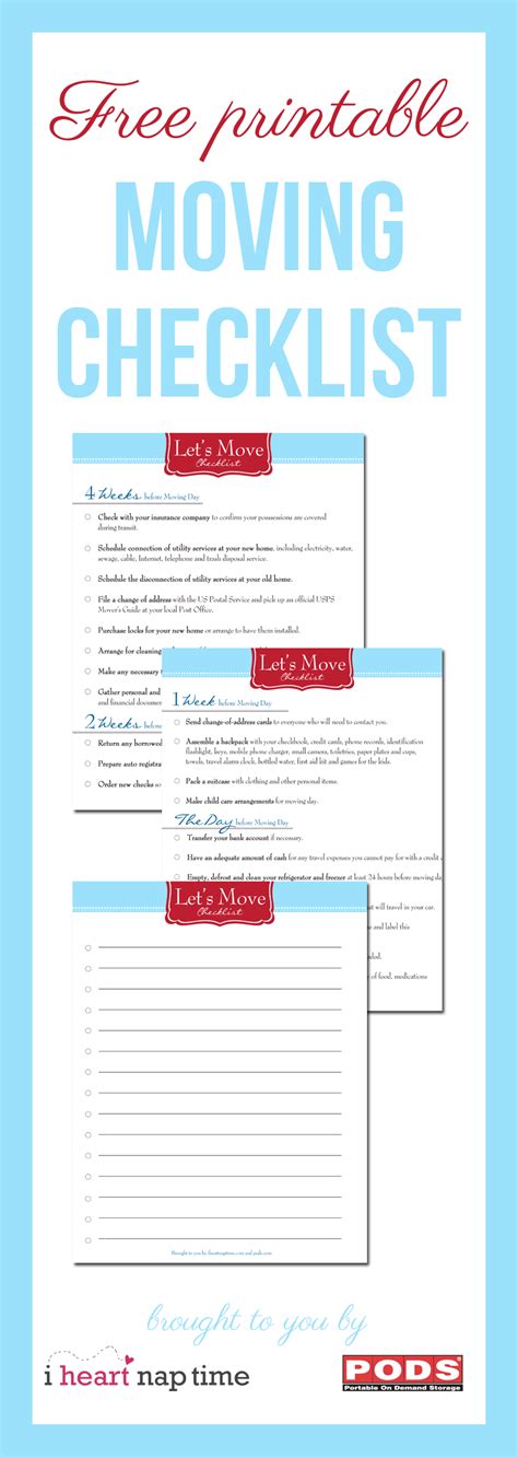 Free Printable Moving Checklist The Inspiration Board Moving