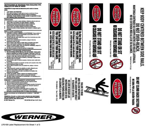 Werner Lfs100 Safety Labels Fiberglass Step Ladders Industrial Ladder