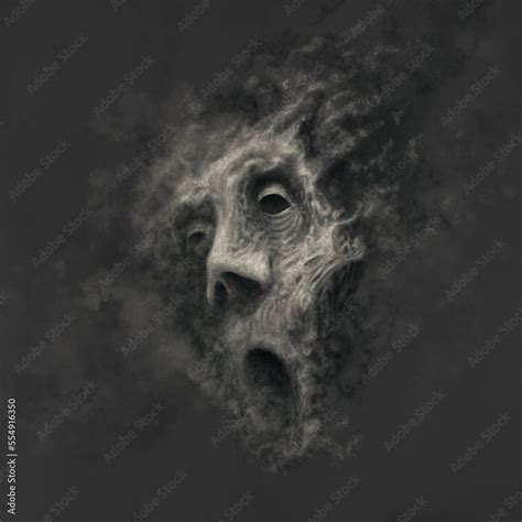 Illustration Of Distorted Human Face Surreal Portrait Mental Illness Broken Man Nightmares