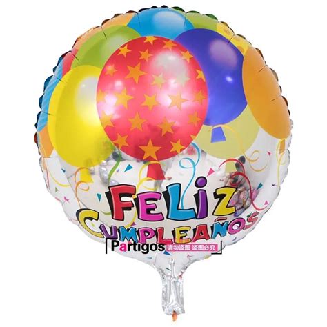 Partigos 18inch Balloon Design Spanish Birthday Balloons Round Mylar
