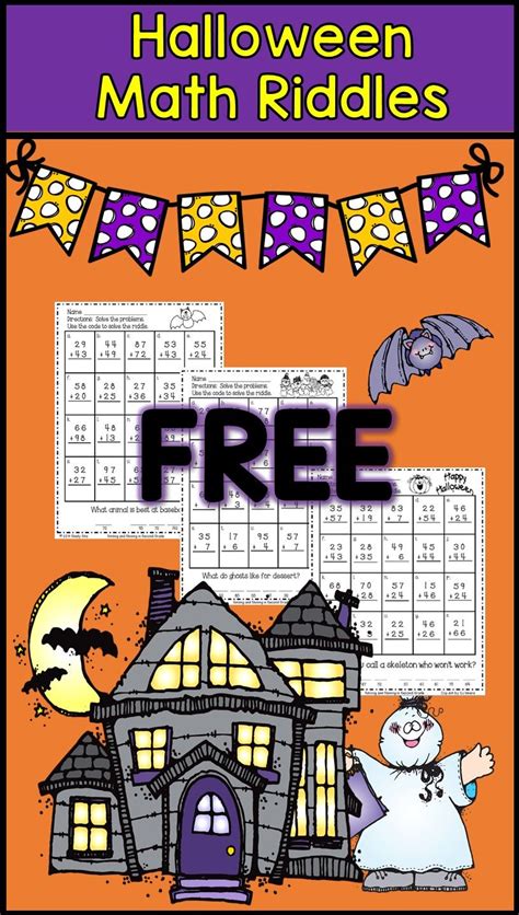 Halloween Math Riddles With 2 Digit Addition With Regrouping Second