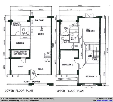 Hdb Executive Maisonette Floor Plan 142 Sqm Bukit Panjang Choa Chu Kang Pasir Ris Bukit