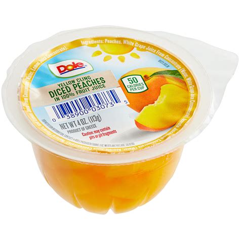 Dole Diced Peaches In Juice 4 Oz Cup 36case