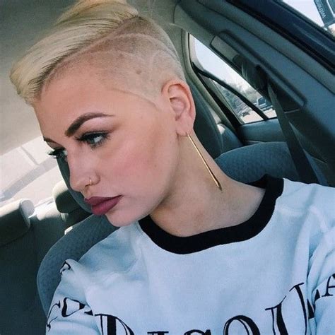 Blonde Ultra Short Asymmetric Undercut Style W Hair Tattoo Shaved Hair Short Shaved