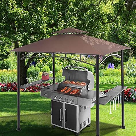 Fab Based 5x8 Grill Gazebo Canopy For Patio Outdoor Bbq Gazebo With Shelves And Extra 2 Led Light