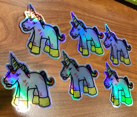 Unicorn Holographic Sticker Procreate Drawing Indie Etsy