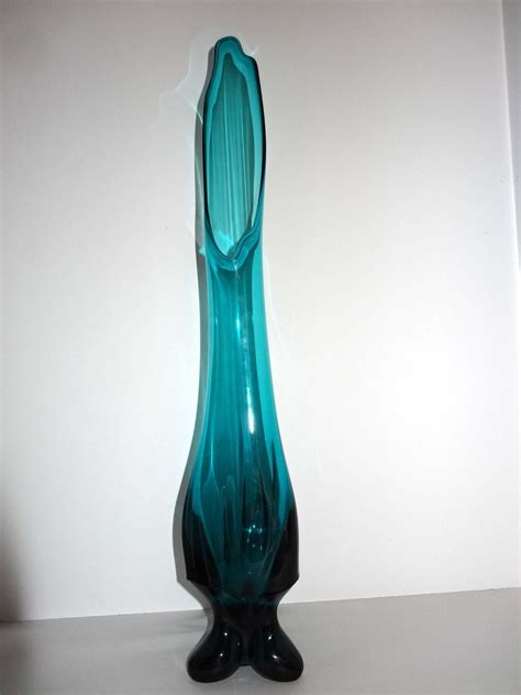 Tall Teal Glass Flower Vase Glass Home And Garden Decor Vases