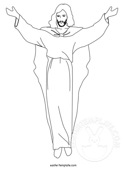 Resurrected Jesus Coloring Page Easter Template