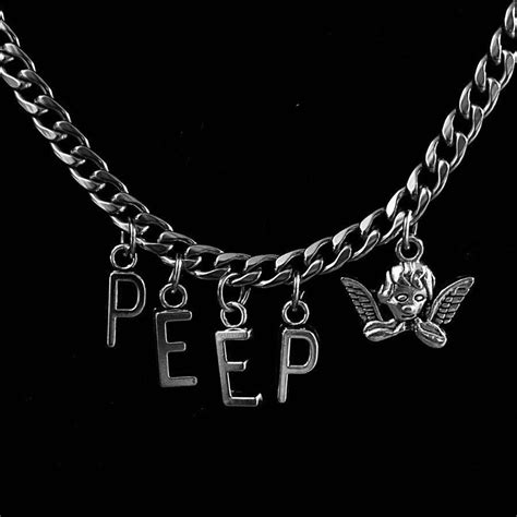 Lil Peep Cherub Angel Cuban Link Chain Necklace Etsy
