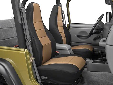 Rugged Ridge Jeep Wrangler Custom Fabric Front Seat Covers Tanblack