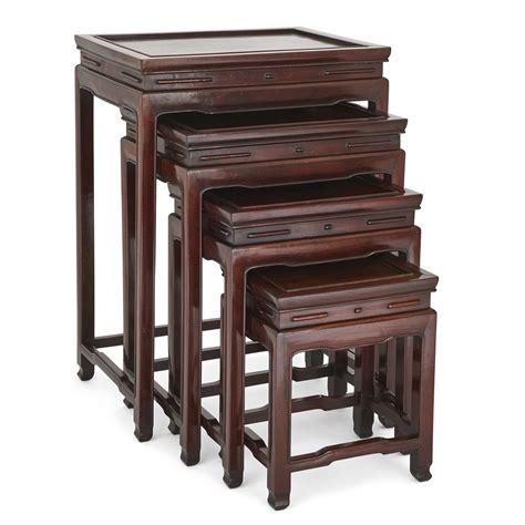 Set Of Four Chinese Rosewood Nesting Tables Mayfair Gallery