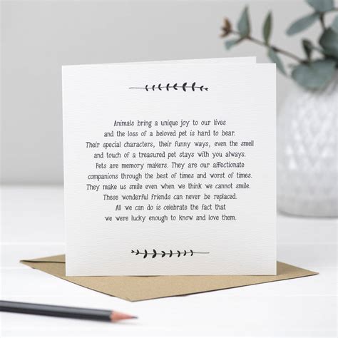 This shouldn't be pushed aside as nonsense, because if you have an excellent local card shop, you may be able to find a suitable pet sympathy card. Pet Loss Sympathy Card By Bespoke Verse | notonthehighstreet.com
