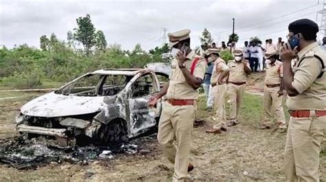 charred body suspected to be of owner found in car the hindu