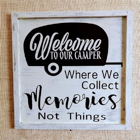 Welcome To Our Camper Painted Wood Sign Rustic Camping Sign Welcome To