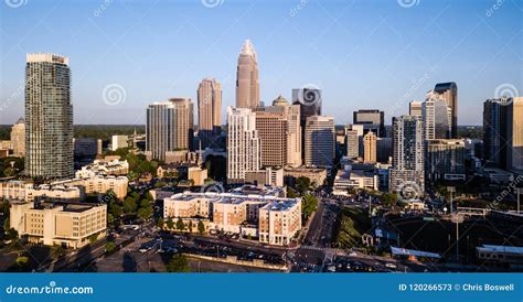 Aerial View Of The Downtown City Skyline Of Charlotte North Carolina