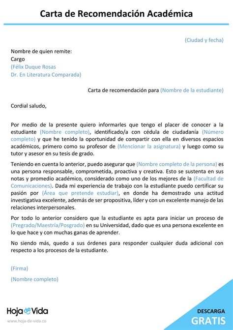 Introducir 37 Imagen Modelo De Carta De Recomendacion Academica Para