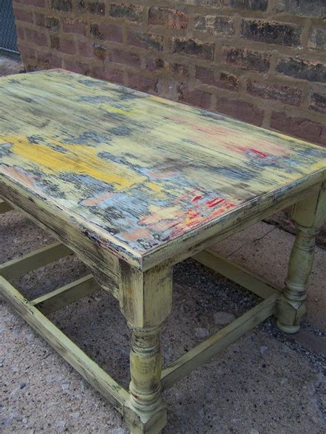 Heavily Distressed Coffee Table Etsy Distressed Coffee Table