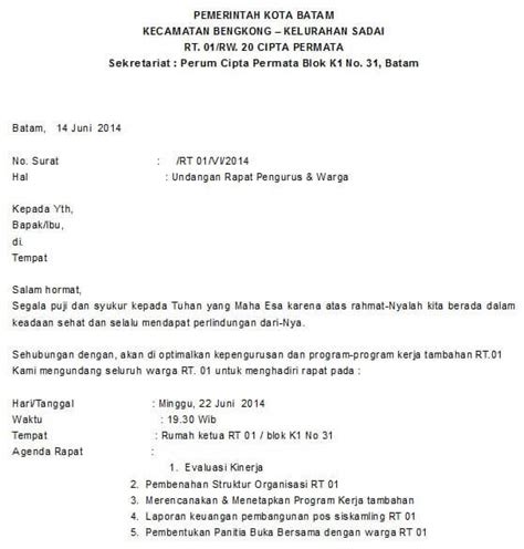 Kepada yth, bapak/ibu warga rt 02, di tempat. Contoh Surat Pemberitahuan Kegiatan RT Paling Lengkap ...