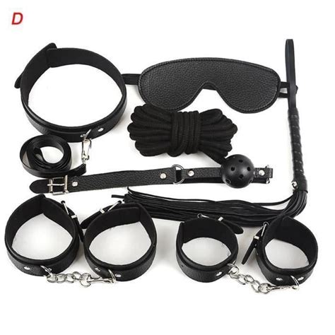 Pi Ces Sm Set Bondage Adulte Kit Menottes Boule Fouet Collier F Tiche Sex Toys Hjn Achat