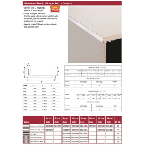 Dta Australia Ssteel L Angle G304 10mm X 3m