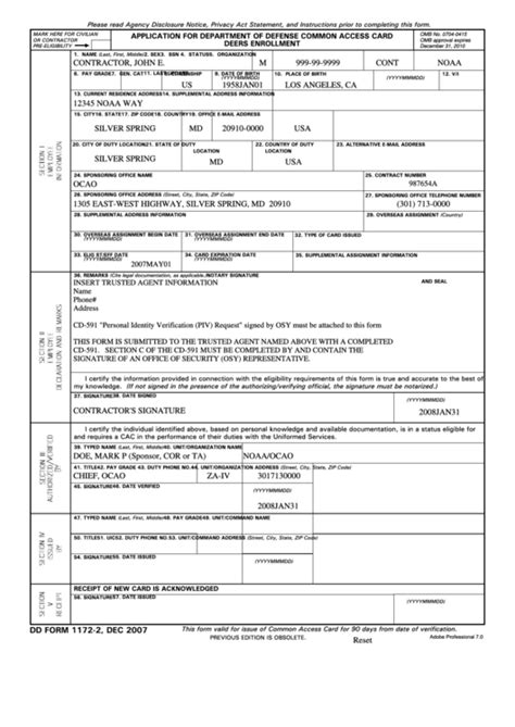 Fillable Dd Form 1172 2 Application For Department Of Defense Common